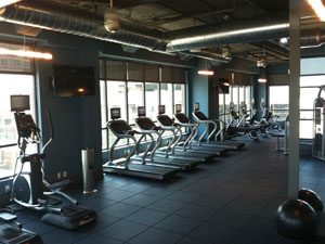 Gym with windows and machinery open gym with cardio machines and weights